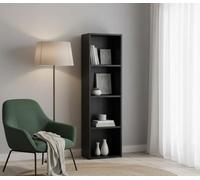 Biznest 4-Tiers Wooden Bookcase Shelf Unit Open Luder Tall Cube Home Decor Floor Standing Storaget Living Room Black 106X30.5X24Cm