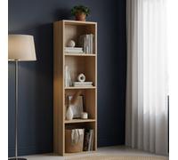 Biznest 4-Tiers Wooden Bookcase Shelf Unit Open Luder Tall Cube Style Home Decor Floor Standing Storage Living Room 106X30.5X24 Cm