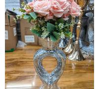 Biznest 40 Cm Silver Ceramic Mirrored Pot Vase Full Mirror Home Decoration Flower Vase 112