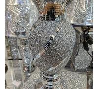 Biznest 40Cm Large Crushed Diamond Ceramic Silver Vase Sculpture Flower Pot Sparkle Ornament Bling Vase Handmade Vase Biz 008