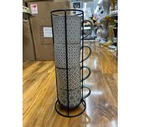 Biznest 4Pack Jumbo Embossed Stacking Mugs Rack Hold Geometric Embossed Stacking 4 Cups