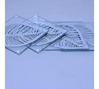 Biznest 4X Leaf Shape Coaster New Set Of 4 Glitter Glass Silver Coasters Best Gift