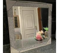 Biznest 50X50Cm Crushed Jewel Wall Mirror Square Shape Loose Diamante Crystal Square Decor Mirror Gift