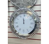 Biznest 50X50Cm Mirrored Modern Wall Clock Diamond Border Home Decor Bedroom Living Room