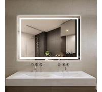 Biznest 50X70Cm Rectangular Led Bathroom Mirror Wall Mount Dimmer Backlit Anti Fog Double Strips 3 Colour Bluetooth Speakers