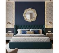 Biznest 51Cm Cream Brushed Gold Rustic Effect Round Wall Mirror Antique Style Elegant Addition To Your Home- Best Gift