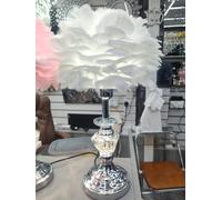 Biznest 54Cm Bedside Night Light Feather Table Lamp Shades Living Room Bedroom Home Decor Stylish Dual Light with Dual Button (White)