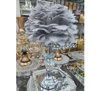 Biznest 54Cm Bedside Night Light Feather Table Lamp Shades Living Room Bedroom Home Decor Stylish Dual Light with Dual Button (Grey)