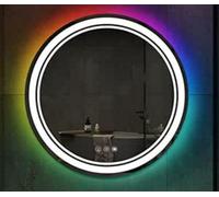 Biznest 60X60 Cm Led Round Lighted Bathroom Wall Mirror Multi Colors Light Touch Switch With Fog Pad Illuminated Backlit