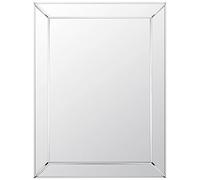 Biznest 60X80Cm Frameless Mirrored Border Bevelled Glass Mirror Silver Modern & Stylish With Contemporary Rectangular Edges