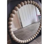 Biznest 65Cm Beige Round Beaded Wall Mirror The World'S Largest Mirror Collection