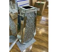 Biznest 70Cm Xl Large Sparkle Diamond Crushed Crystal Sparkly Silver Mirrored Floor Vase