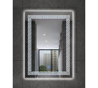 Biznest 70X50Cm Led Rectangle Zig Zag Lighted Bathroom Wall Mirror 3 Color Light Touch Switch With Fog Pad Backlit L026