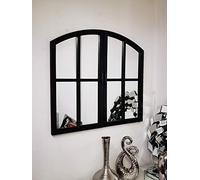 Biznest 72X65Cm New Shape Window Style Wall Mirror Simply Stylish Decor Mirror White Wall Window Mirror (Black)