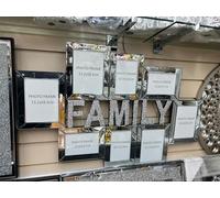 Biznest 79cm x 55cm Large Diamante Mirrored 8 Multi Aperture FAMILY Photo Frame, Holds 6x4cm and 7x5cm 8 Photos Home Decorative, Living Room, Bedroom Room, Eye-Catching Design
