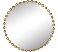 Biznest 80 Cm Circular Metal Beaded Border Wall Mirror Luxurious Gold Finish Elegant Look Home Decor Badroom Living Room
