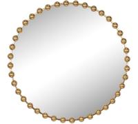 Biznest 80Cm Circular Beaded Border Wall Mirror Luxurious Gold Finish Elegant Look Home Decor Badroom Living Room
