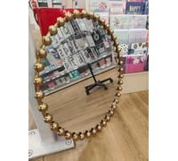 Biznest 80Cm Circular Beaded Border Wall Mirror Luxurious Gold Finish Elegant Look Home Decor Badroom Living Room