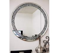 Biznest 80Cm Extra Large Jewel Round Wall Mirror Loose Diamante Crystal Mirror Room Decoration Ideas