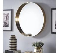 Biznest 80Cm Round Gold Wall Mirror Aluminium Frame Deep Frame