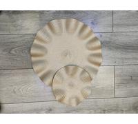 Biznest 8Pcs Set Round Wavy Rattan 4X Placemats 4X Coasters Dining Table Champange 38Cm