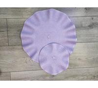 Biznest 8Pcs Set Round Wavy Rattan 4X Placemats 4X Coasters Dining Table Purple 38Cm