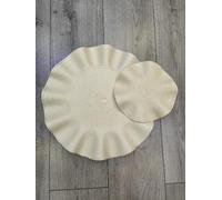 Biznest 8Pcs Set Round Wavy Rattan 4x Placemats & 4x Coasters Durable Dining Table Linen Stylish Home Decor 38Cm (CREAM)
