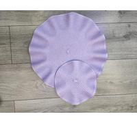 Biznest 8Pcs Set Round Wavy Rattan 4x Placemats & 4x Coasters Durable Dining Table Linen Stylish Home Decor 38Cm (PURPLE)