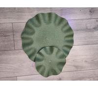 Biznest 8Pcs Set Round Wavy Rattan 4x Placemats & 4x Coasters Durable Dining Table Linen Stylish Home Decor 38Cm (DARK GREEN)