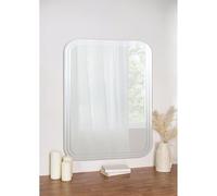 Biznest 90x60cm Etched Curved Wall Mirror Bathroom Mirror Wall Mounted Frameless Modern & Stylish Design with Contemporary Curved Bevelled Edges