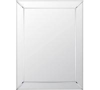 Biznest All Glass Bevelled Mirror Silver Style Wall Mirror Bevelled Wall Mirror Bathroom Hallway Mirror 80X60Cm