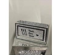 Biznest All Glass Crushed Jewel Mirror Diamante Kitchen Cutlery Holder Spoon Fork Storage Rack Organizer Utensils Chopstick(Home Sweet Home)