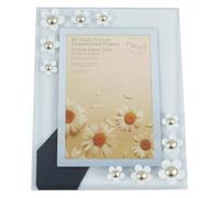 Biznest All Glass Flower Embellished Frame Elegant Decorative Photo Frame for Home or Office (White, 4X6)
