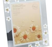 Biznest All Glass Flower Embellished Frame Elegant Decorative Photo Frame For Home Or Office (White, 6X8)