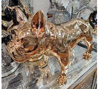 Biznest American Bully Sculpture Gold & Silver Bull Dog Ceramic Shelf Sitter Ornaments Home Décor (Gold Style 2)