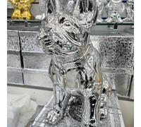 Biznest American Bully Sculpture Gold & Silver Bull Dog Ceramic Shelf Sitter Ornaments Home Décor (Silver Style 1)