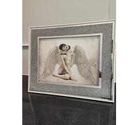 Biznest ANGEL MODERN GLITTER LIQUID ART CRUSH FRAME 55x45cm WALL HANGING