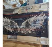 Biznest Angel Wings Glass Picture Liquid Black And White Art Wall Hung Rectangular 3D 85 X 45 Cm (Multcoloured Wings)