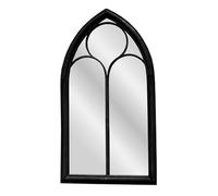 Biznest Arched Top Wall Mounted Plastic Mirror Black And White Brush Frame Indoor And Outdoor Decorative Vintage Style 90 X 50 X 4 Cm (Black)