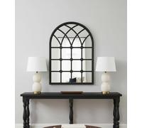 Biznest Arched Top Window Wall Mount Mirror Black Plastic Frame Gothic Design Indoor/Outdoor Unique Style Elegant Vanity Display Home & Office Decor Best Gift Idea Large Durable Panel 71 X 50 X 2.5 Cm