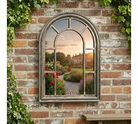 Biznest Arched Window Style Wall Mounted Mirror Black Gold Plastic Frame For Living Room Hallway Rustic Vintage Decoration Glass Panel Best Elegant Gift 70.7 X 50.3 X 2.9 Cm