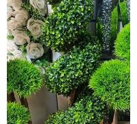 Biznest Artificial Cedar Ball Topiary Tree With Pot Faux Round Bush Decoration Greenery For Indoor Outdoor (Spring Plant 120Cm)