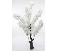 Biznest Artificial Cherry Blossom Tree Faux Houseplant Realistic Branches Indoor Decorative Trunk Base 120x15Cm (WHITE)