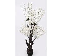 Biznest Artificial Cherry Blossom Tree Indoor Potted Base Realistic Faux Plant Indoor Home Decor Display Spring Flower 120Cm (WHITE)