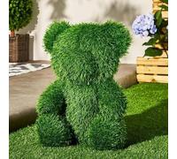 Biznest Artificial Grass Garden Statue Cute Dog Puppy And Bear Design Indoor, Outdoor & Patio Decorative Green Realistic Sculpture 45 Cm Tall Weather + UV Resistant Material Frost Proof (BEAR)