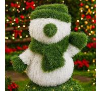 Biznest Artificial Green Grass Snowman Design Ornament Large Outdoor Indoor Garden Animal Figurine Weather+Uv Resistant Decor 45Cm