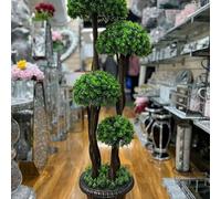 Biznest Artificial Plant Cedar Ball Topiary Tree Pot Faux Shrub Bush Greenery Decorative For Indoor Outdoor (4 Leaf Flower 120Cm)