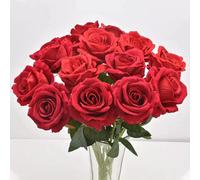 Biznest Artificial Rose Bouquet 12 Pieces In Vibrant Multi-Color Silk Roses For Elegant Home Decor Weddings And Gifting Red 30 Cm