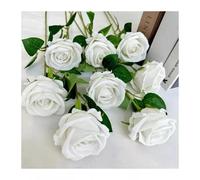 Biznest Artificial Rose Bouquet 12 Pieces In Vibrant Multi Colour Silk Roses Elegant Home Decor Weddings And Gifting 30 Cm White