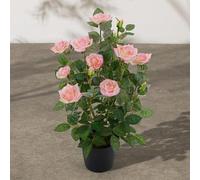Biznest Artificial Rose Tree Weather and UV Resistant White and Pink Flowers Suitable For Both Indoor And Outdoor Decorative Plant Ideal For Patios And Garden 60 Cm Tall (Pink)